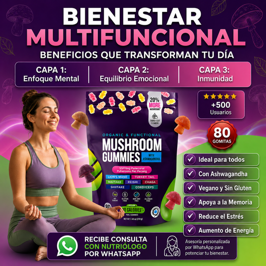 Suplemento Mushroom Ashwagandha 80 Gomas