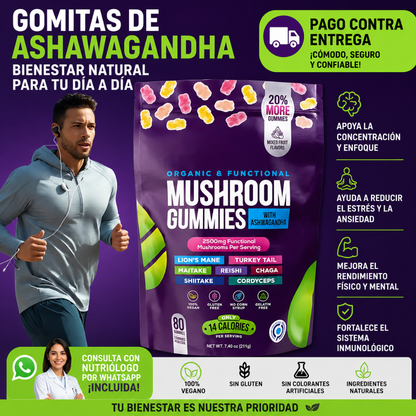 Suplemento Mushroom Ashwagandha 80 Gomas